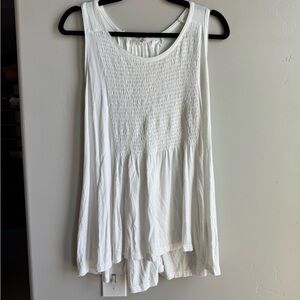 POL Boho White Sleeveless Flowy Babydoll Top Coastal Cowgirl M